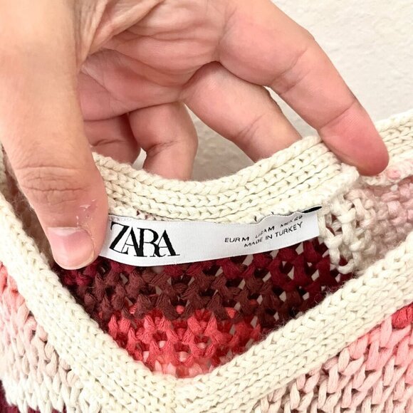 Zara Blogger Favorite Striped Knit Red Summer Maxi Dress Size M - Picture 4 of 11